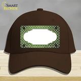 Lime Green White Quatrefoil Scallop Oil Rubbed Novelty License Plate Hat Cotton / Dark Brown