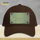 Lime Green White Small Chevron Oil Rubbed Novelty License Plate Hat Cotton / Dark Brown