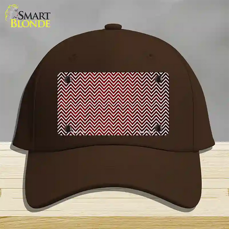 Red White Small Chevron Oil Rubbed Novelty License Plate Hat Cotton / Dark Brown