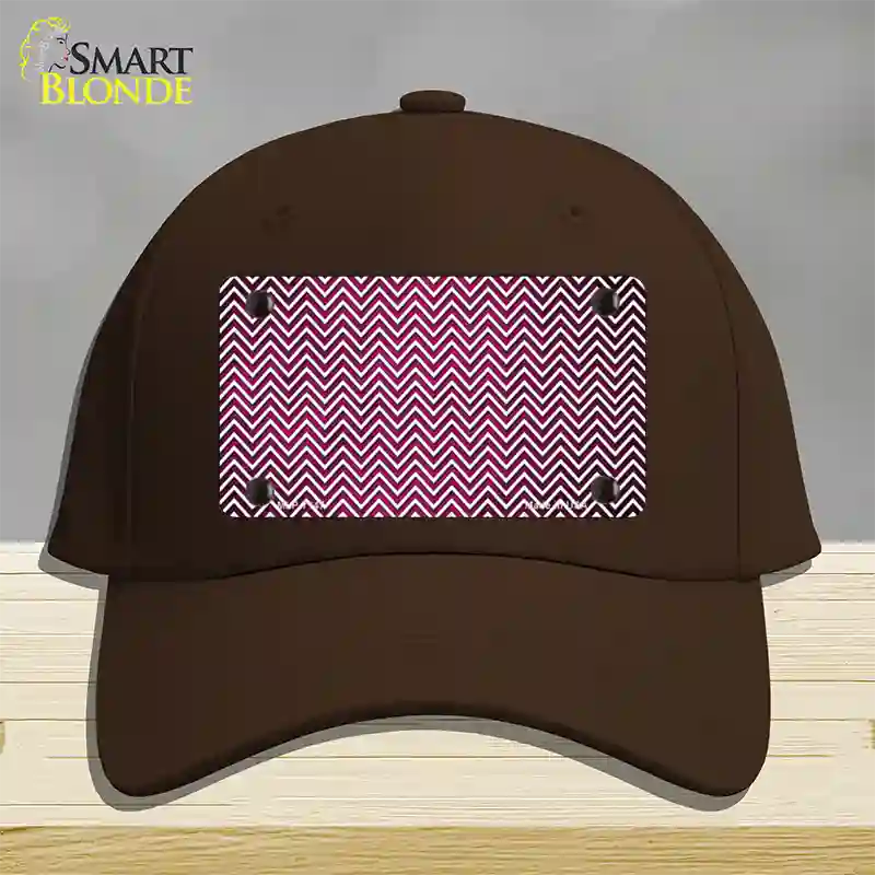 Pink White Small Chevron Oil Rubbed Novelty License Plate Hat Cotton / Dark Brown