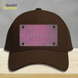 Pink White Small Chevron Oil Rubbed Novelty License Plate Hat Cotton / Dark Brown