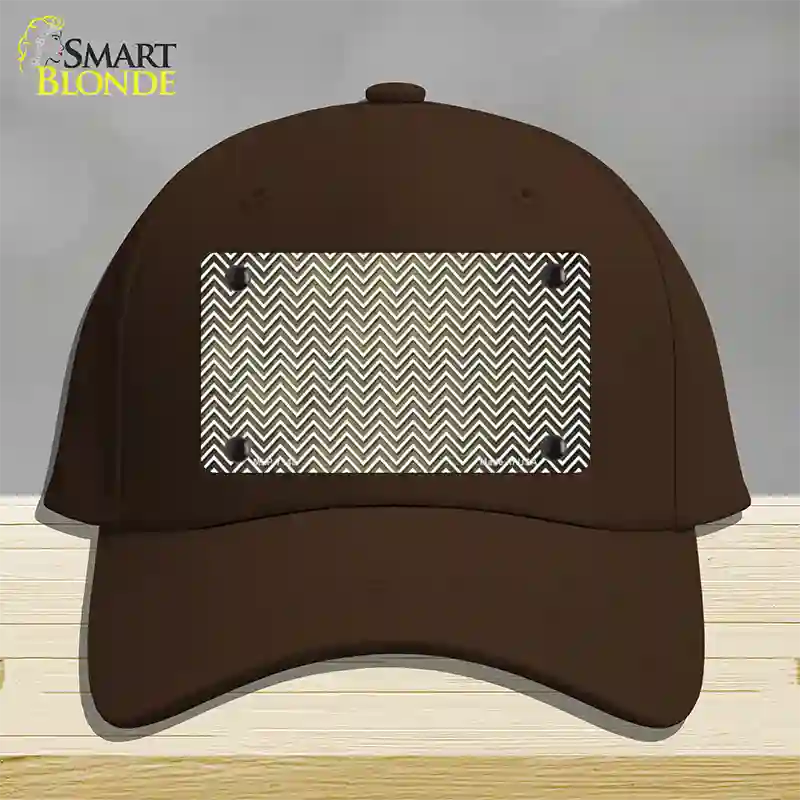 Gold White Small Chevron Oil Rubbed Novelty License Plate Hat Cotton / Dark Brown