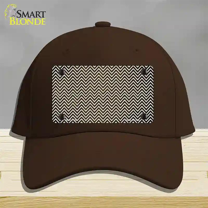 Brown White Small Chevron Oil Rubbed Novelty License Plate Hat Cotton / Dark Brown