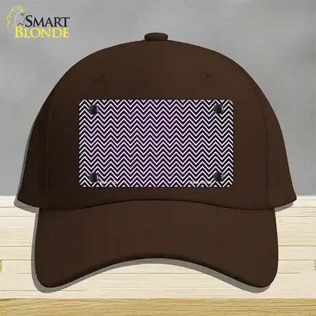 Purple White Small Chevron Oil Rubbed Novelty License Plate Hat Cotton / Dark Brown