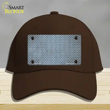 Light Blue White Small Chevron Oil Rubbed Novelty License Plate Hat Cotton / Dark Brown