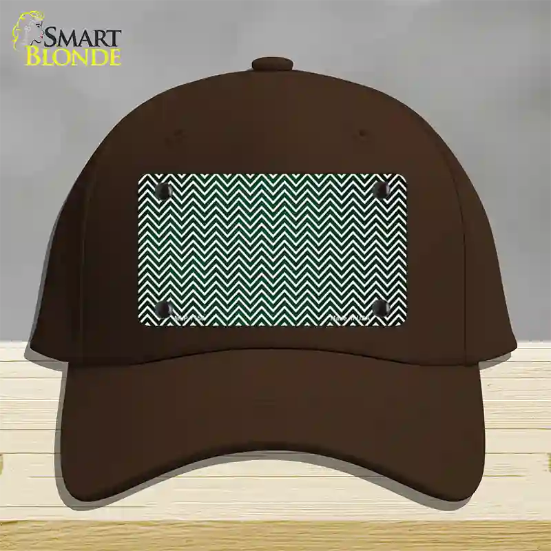 Green White Small Chevron Oil Rubbed Novelty License Plate Hat Cotton / Dark Brown