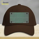 Green White Small Chevron Oil Rubbed Novelty License Plate Hat Cotton / Dark Brown