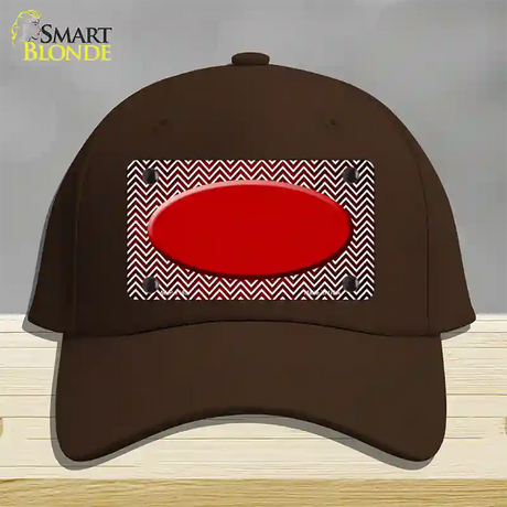 Red White Small Chevron Oval Oil Rubbed Novelty License Plate Hat Cotton / Dark Brown