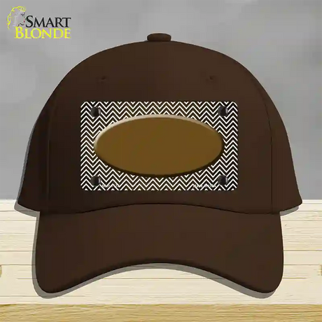 Brown White Small Chevron Oval Oil Rubbed Novelty License Plate Hat Cotton / Dark Brown