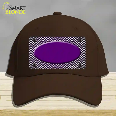 Purple White Small Chevron Oval Oil Rubbed Novelty License Plate Hat Cotton / Dark Brown