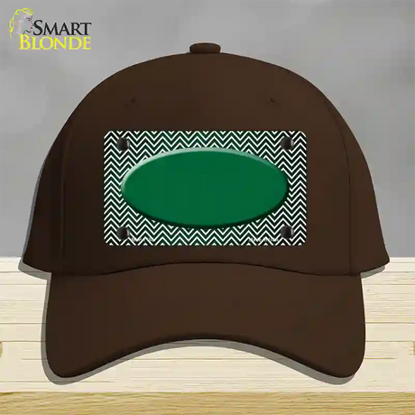 Green White Small Chevron Oval Oil Rubbed Novelty License Plate Hat Cotton / Dark Brown