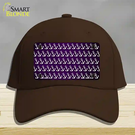 Purple White Anchor Oil Rubbed Novelty License Plate Hat Cotton / Dark Brown