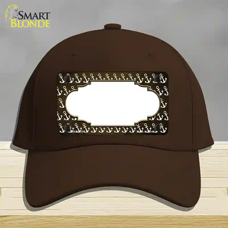 Brown White Anchor Scallop Oil Rubbed Novelty License Plate Hat Cotton / Dark Brown