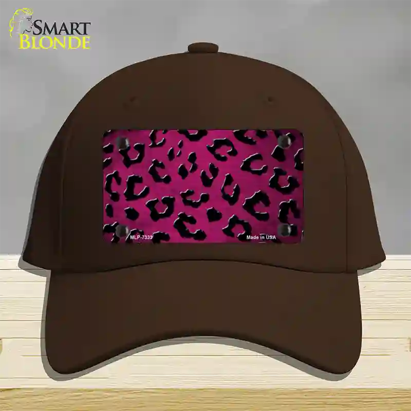 Pink Black Cheetah Oil Rubbed Novelty License Plate Hat Cotton / Dark Brown