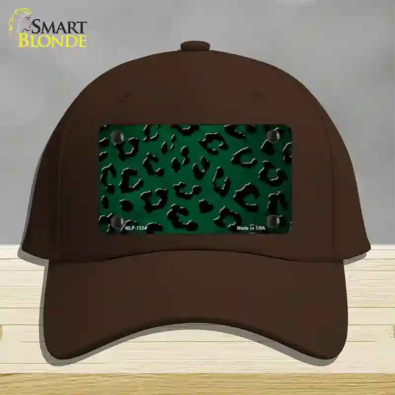 Green Black Cheetah Oil Rubbed Novelty License Plate Hat Cotton / Dark Brown