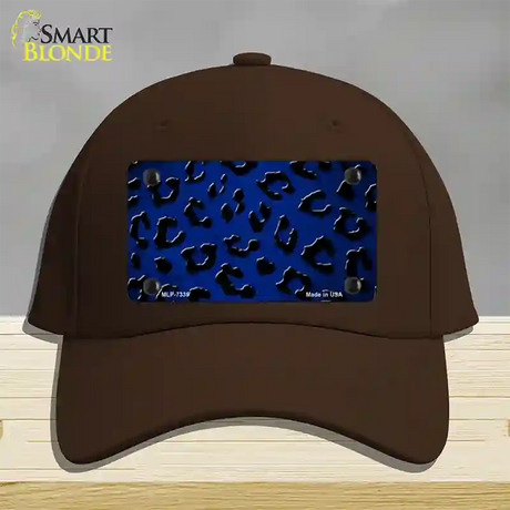 Blue Black Cheetah Oil Rubbed Novelty License Plate Hat Cotton / Dark Brown