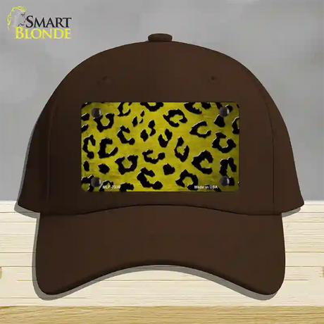 Yellow Black Cheetah Oil Rubbed Novelty License Plate Hat Cotton / Dark Brown