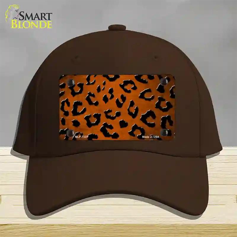 Orange Black Cheetah Oil Rubbed Novelty License Plate Hat Cotton / Dark Brown