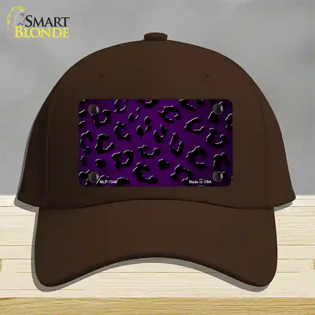 Purple Black Cheetah Oil Rubbed Novelty License Plate Hat Cotton / Dark Brown