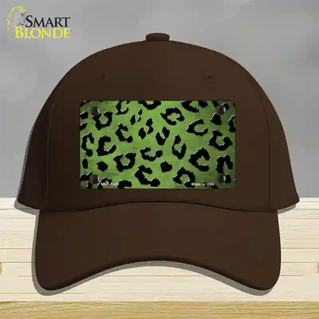 Lime Green Black Cheetah Oil Rubbed Novelty License Plate Hat Cotton / Dark Brown