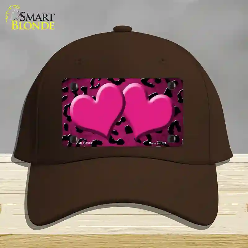 Pink Black Cheetah Hearts Oil Rubbed Novelty License Plate Hat Cotton / Dark Brown