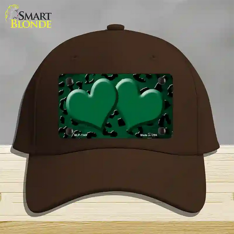 Green Black Cheetah Hearts Oil Rubbed Novelty License Plate Hat Cotton / Dark Brown