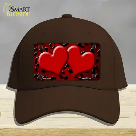 Red Black Cheetah Hearts Oil Rubbed Novelty License Plate Hat Cotton / Dark Brown