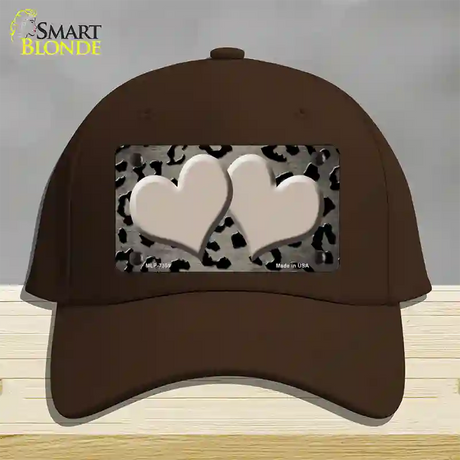 Tan Black Cheetah Hearts Oil Rubbed Novelty License Plate Hat Cotton / Dark Brown