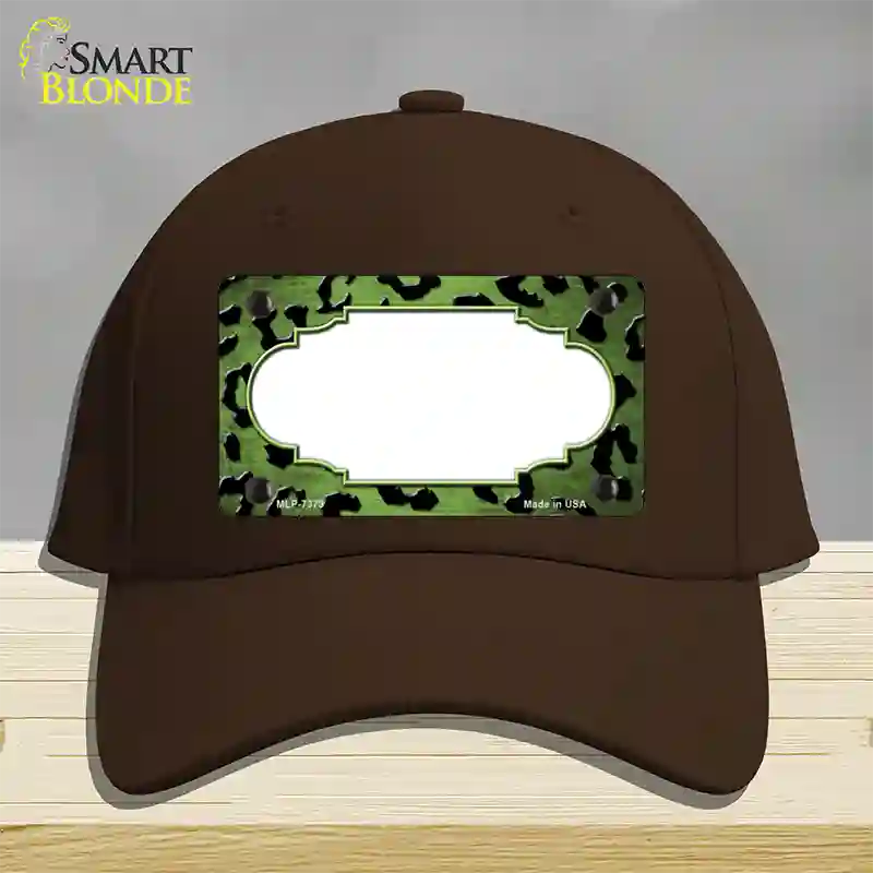 Lime Green Black Cheetah Scallop Oil Rubbed Novelty License Plate Hat Cotton / Dark Brown