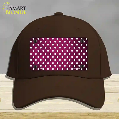 Pink White Small Dots Oil Rubbed Novelty License Plate Hat Cotton / Dark Brown