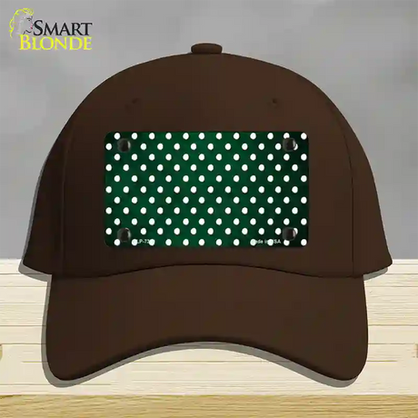 Green White Small Dots Oil Rubbed Novelty License Plate Hat Cotton / Dark Brown