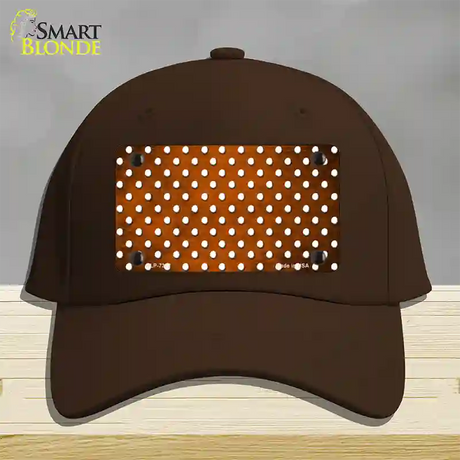 Orange White Small Dots Oil Rubbed Novelty License Plate Hat Cotton / Dark Brown