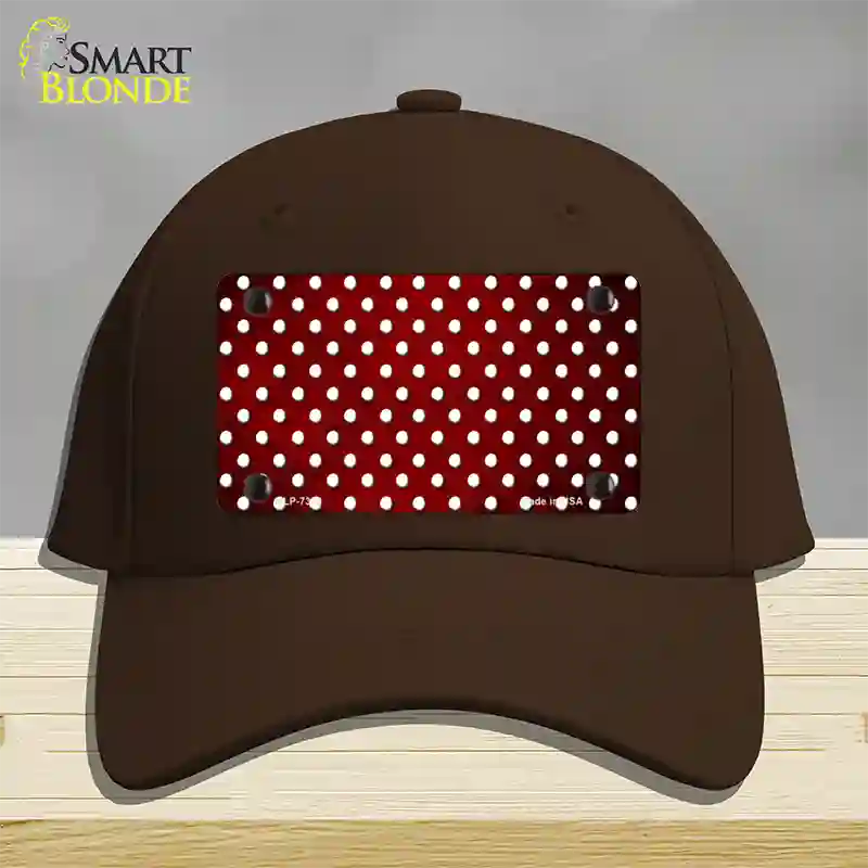 Red White Small Dots Oil Rubbed Novelty License Plate Hat Cotton / Dark Brown