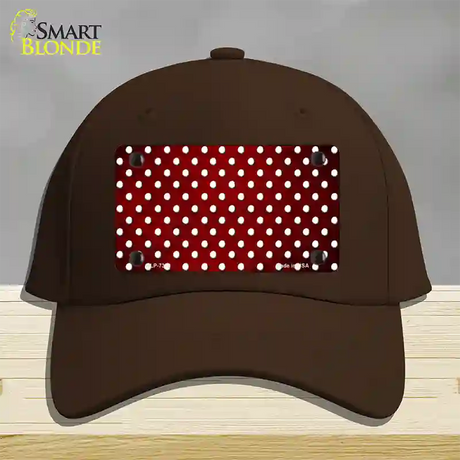 Red White Small Dots Oil Rubbed Novelty License Plate Hat Cotton / Dark Brown