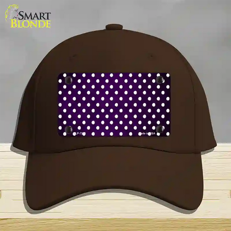 Purple White Small Dots Oil Rubbed Novelty License Plate Hat Cotton / Dark Brown