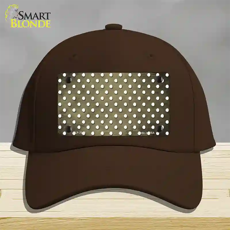 Gold White Small Dots Oil Rubbed Novelty License Plate Hat Cotton / Dark Brown