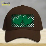 Green White Small Dots Hearts Oil Rubbed Novelty License Plate Hat Cotton / Dark Brown