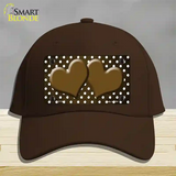 Brown White Small Dots Hearts Oil Rubbed Novelty License Plate Hat Cotton / Dark Brown