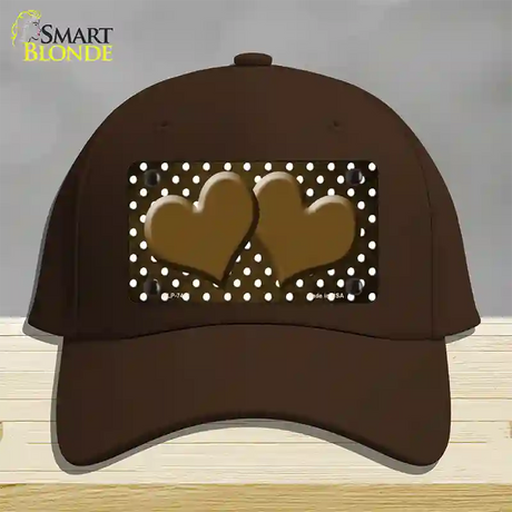 Brown White Small Dots Hearts Oil Rubbed Novelty License Plate Hat Cotton / Dark Brown