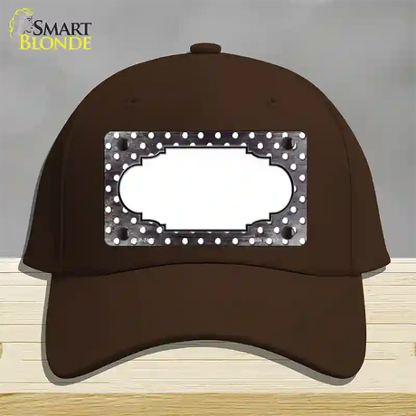 Black White Small Dots Scallop Oil Rubbed Novelty License Plate Hat Cotton / Dark Brown