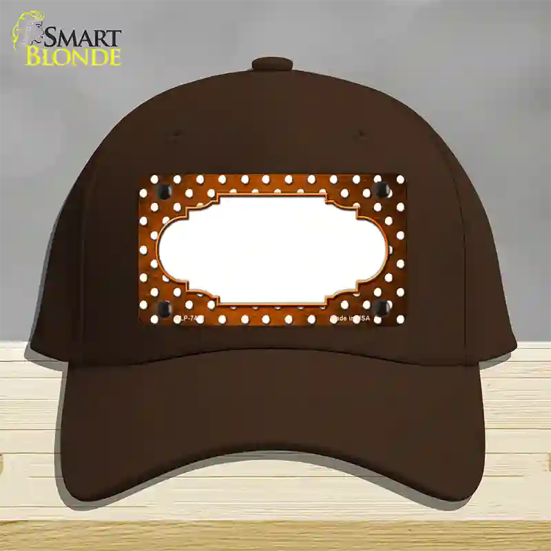 Orange White Small Dots Scallop Oil Rubbed Novelty License Plate Hat Cotton / Dark Brown