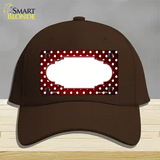 Red White Small Dots Scallop Oil Rubbed Novelty License Plate Hat Cotton / Dark Brown