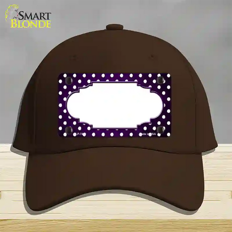 Purple White Small Dots Scallop Oil Rubbed Novelty License Plate Hat Cotton / Dark Brown