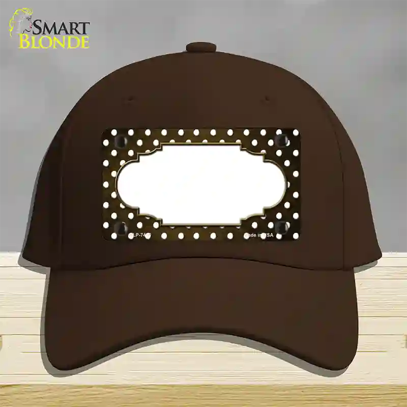 Brown White Small Dots Scallop Oil Rubbed Novelty License Plate Hat Cotton / Dark Brown