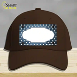 Light Blue White Small Dots Scallop Oil Rubbed Novelty License Plate Hat Cotton / Dark Brown