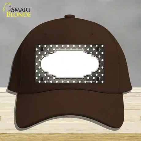 Tan White Small Dots Scallop Oil Rubbed Novelty License Plate Hat Cotton / Dark Brown