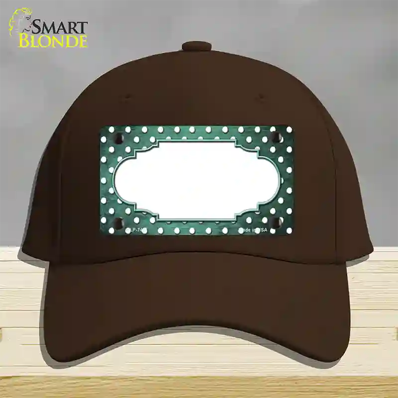 Mint White Small Dots Scallop Oil Rubbed Novelty License Plate Hat Cotton / Dark Brown