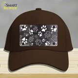 Black White Paw Oil Rubbed Novelty License Plate Hat Cotton / Dark Brown