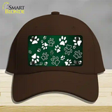 Green White Paw Oil Rubbed Novelty License Plate Hat Cotton / Dark Brown