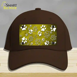 Yellow White Paw Oil Rubbed Novelty License Plate Hat Cotton / Dark Brown